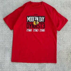 Reebok Chicago Blackhawks Dynasty T Shirt 2010 2013 2015 Stanley Cup -Red Mens L